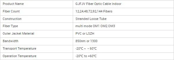 Indoor Distribution Cable Multi Mode Om3 Fibers 12core Fiber Optic Cable