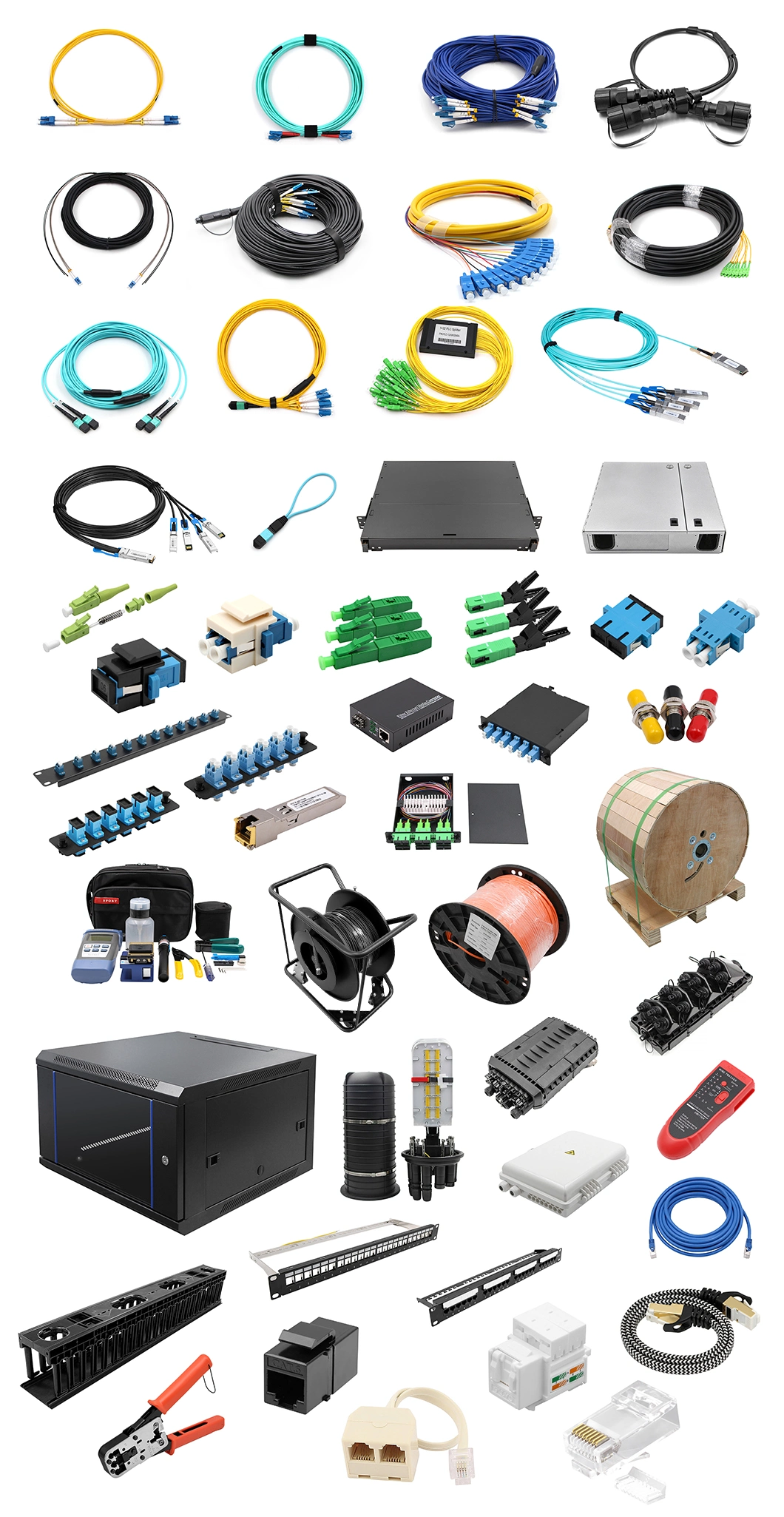 China Factory 6/8/12/24/48/96/144 Core MPO-LC/SC/FC/ST Single mode Multimode PVC LSZH Optic Breakout Cable